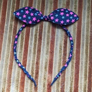 2 For $5 Item: Black Star Design Fabric Bow Headband New!